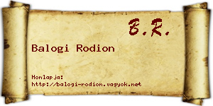 Balogi Rodion névjegykártya